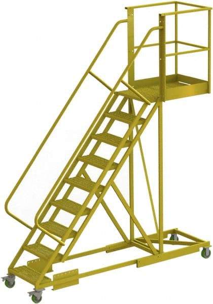 TRI-ARC - 132" 9 Step Configurable Cantilever Ladder - Supported, 300 Lb Capacity, 90" Platform Height, 30" Base Width x 107" Base Depth, Serrated - Benchmark Tooling