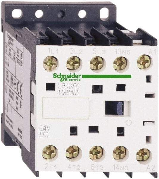 Schneider Electric - 3 Pole, 24 Coil VDC, 6 Amp at 440 VAC, Nonreversible IEC Contactor - BS 5424, CSA, IEC 60947, NF C 63-110, RoHS Compliant, UL Listed, VDE 0660 - Benchmark Tooling