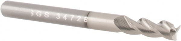 SGS - 1/2", 2" LOC, 1/2" Shank Diam, 4" OAL, 3 Flute, Solid Carbide Square End Mill - Single End, TiB2 Finish, Spiral Flute, 38° Helix, Right Hand Cut, Right Hand Flute, Series 43 - Benchmark Tooling