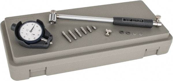 Mitutoyo - 6 Anvil, 1.4 to 2-1/2" Dial Bore Gage - 0.0005" Graduation, 6" Gage Depth, Accurate to 0.00008", Carbide Contact Point - Benchmark Tooling