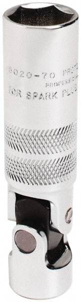 Proto - 5/8", 3/8" Drive, Spark Plug Hand Socket - 6 Points, 3-13/32" OAL, Alloy Steel, Chrome Finish - Benchmark Tooling
