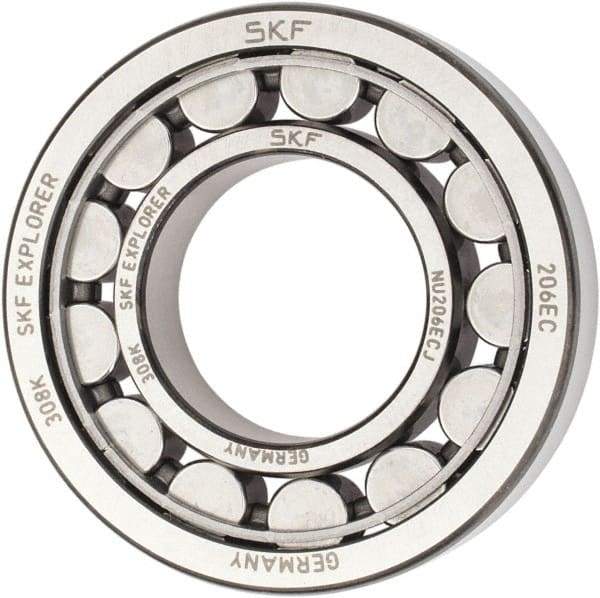 SKF - 30mm Bore Diam, 62mm Outside Diam, 16mm Wide Cylindrical Roller Bearing - 38,000 N Dynamic Capacity, 36,500 Lbs. Static Capacity - Benchmark Tooling