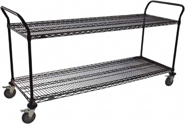 Value Collection - 600 Lb Capacity, 18" Wide x 72" Long x 39" High Wire Cart - 2 Shelf, Steel, Swivel Casters - Benchmark Tooling