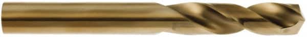 Hertel - 39/64" 135° Spiral Flute Cobalt Screw Machine Drill Bit - Oxide/Gold Finish, 2-3/4" Flute Length, 4-1/4" OAL, Split Point - Benchmark Tooling