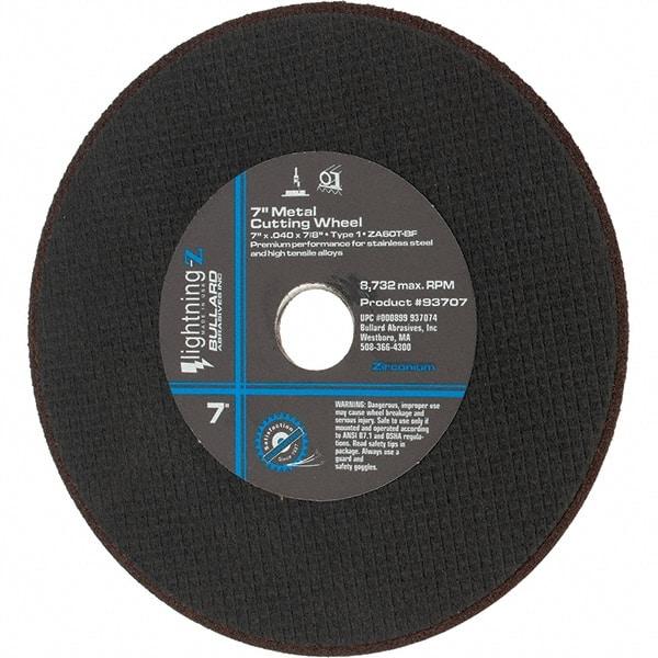 Value Collection - 7" Aluminum Oxide Cutoff Wheel - 0.04" Thick, 7/8" Arbor, 8,732 Max RPM - Benchmark Tooling