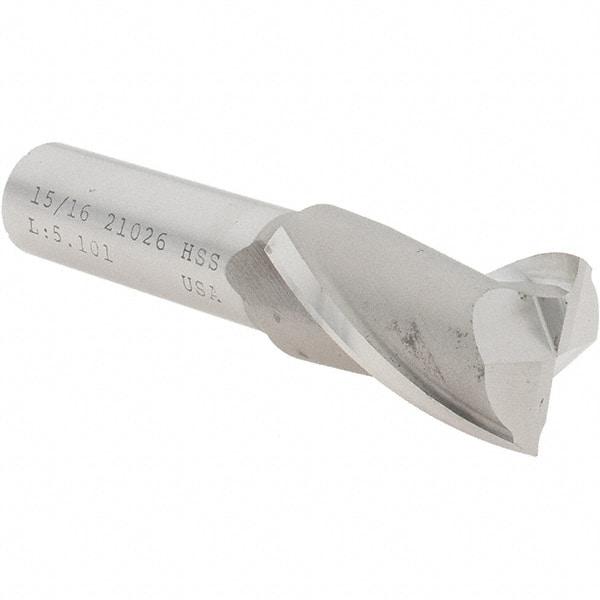 Value Collection - 15/16", 1-1/2" LOC, 5/8" Shank Diam, 3-5/8" OAL, 2 Flute, High Speed Steel Square End Mill - Single End, Uncoated, Spiral Flute, 30° Helix, Centercutting, Right Hand Cut, Right Hand Flute - Benchmark Tooling