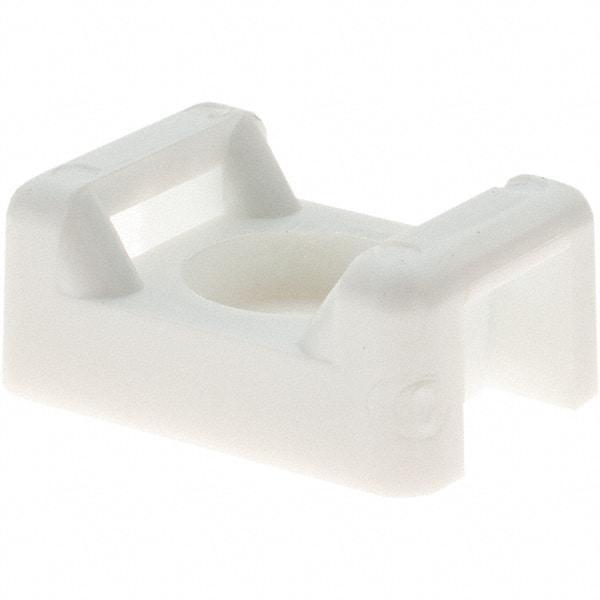 Value Collection - White, Cable Tie Mounting Base - 7/8" Long x 9.5mm High x 5/8" Wide Fastener Mount, Screw Size 8 - Benchmark Tooling