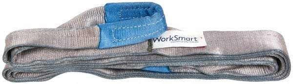 Value Collection - 14' Long x 3" Wide, 4,800 Lb Vertical Capacity, 1 Ply, Polyester Web Sling - 3,800 Lb Choker Capacity, with Eye & Eye (Flat) - Benchmark Tooling