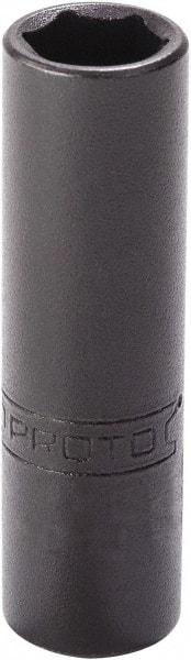 Proto - 7/16", 1/4" Drive, Deep Hand Socket - 6 Points, 2" OAL, Alloy Steel, Black Finish - Benchmark Tooling