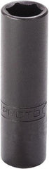 Proto - 1/4", 1/4" Drive, Deep Hand Socket - 6 Points, 2" OAL, Alloy Steel, Black Finish - Benchmark Tooling
