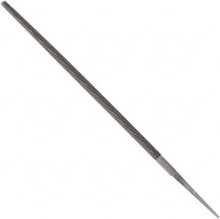 Anglo American - 14" Long, Bastard Cut, Round American-Pattern File - Double Cut, 0.57" Overall Thickness, Tang - Benchmark Tooling