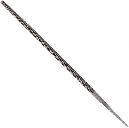 Anglo American - 14" Long, Second Cut, Round American-Pattern File - Double Cut, 0.57" Overall Thickness, Tang - Benchmark Tooling