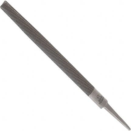 Anglo American - 14" Long, Bastard Cut, Half Round American-Pattern File - Double Cut, 0.37" Overall Thickness, Tang - Benchmark Tooling