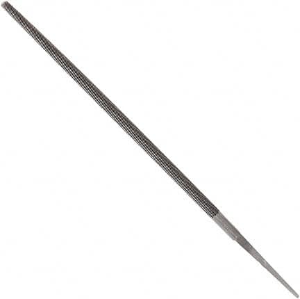 Anglo American - 6" Long, Second Cut, Round American-Pattern File - Double Cut, 0.22" Overall Thickness, Tang - Benchmark Tooling