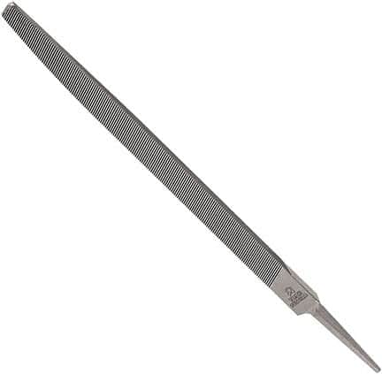 Anglo American - 6" Long, Smooth Cut, Triangle American-Pattern File - Double Cut, 0.39" Overall Thickness, Tang - Benchmark Tooling