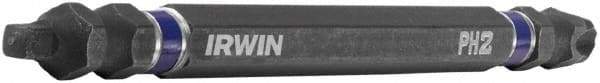 Irwin - #2" Square Size Phillips/Square Screwdriver Bit - 1/4" Hex Drive, 4" OAL - Benchmark Tooling