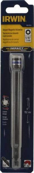 Irwin - 5/16" Magnetic Nutsetter - 1/4" Hex Drive, 6" OAL, 1/2" Socket Nose Diam - Benchmark Tooling