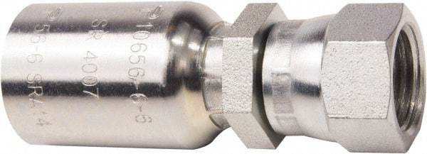 Parker - 7/16-20 JIC Steel Hydraulic Hose Female JIC 37/45° Dual Flare Swivel Straight Fitting - 6,000 psi, -4 Hose Size, 1/4" Hose Diam - Benchmark Tooling