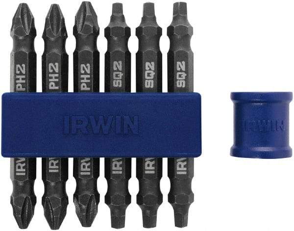 Irwin - 7 Piece, Phillips, Square Handle, Double End Bit Set - No. 2 Phillips - Benchmark Tooling