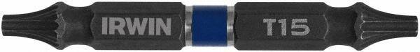 Irwin - T15 x T15 D/E Torx Screwdriver Bit - 1/4" Hex Drive, 2-3/8" OAL - Benchmark Tooling