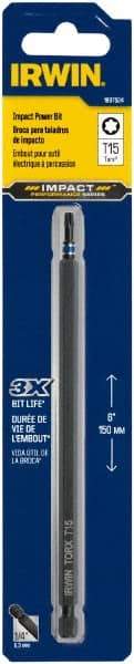 Irwin - T15 Torx Bit - 1/4" Hex Drive, 6" OAL - Benchmark Tooling