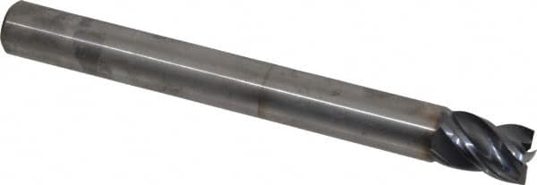 Kennametal - 5/8", 3/4" LOC, 5/8" Shank Diam, 6" OAL, 4 Flute, Solid Carbide Square End Mill - Single End, AlTiN Finish, Spiral Flute, 38° Helix, Centercutting, Right Hand Cut, Right Hand Flute, Series HPRSHV - Benchmark Tooling