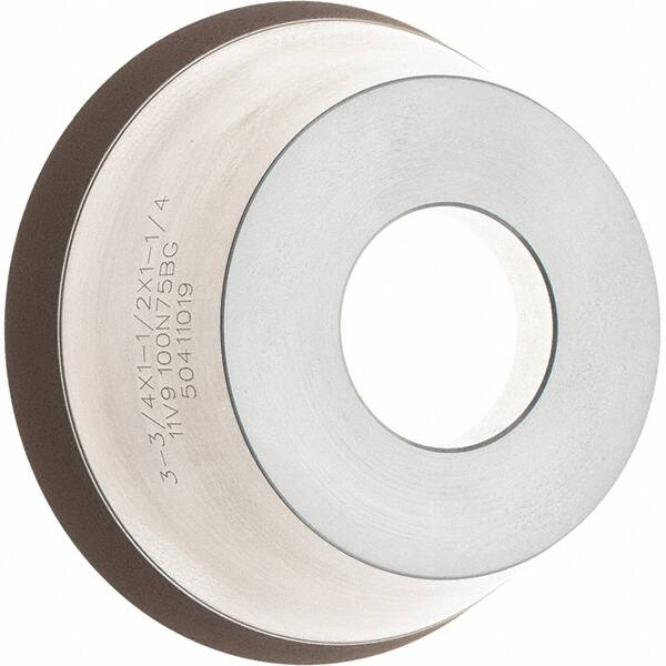 Tru-Maxx - 95mm Diam, 1-1/4" Hole Size, 1" Overall Thickness, 100 Grit, Type 11V9, Tool & Cutter Grinding Wheel - Fine Grade, Diamond - Benchmark Tooling