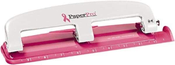 PaperPro - Paper Punches Type: 12 Sheet Manual Three Hole Punch Color: Pink - Benchmark Tooling