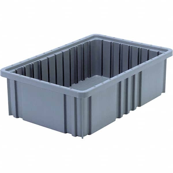 Quantum Storage - 40 Lb Load Capacity Gray Polypropylene Dividable Container - Stacking, 5" Long x 10.9" Wide x 16-1/2" High - Benchmark Tooling