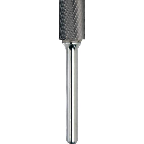 Made in USA - 1/2" Cut Diam, 1/4" Shank Diam, Cylinder Head Chipbreaker Cut Burr - Carbide, 1" LOC, 2-3/4" OAL - Benchmark Tooling
