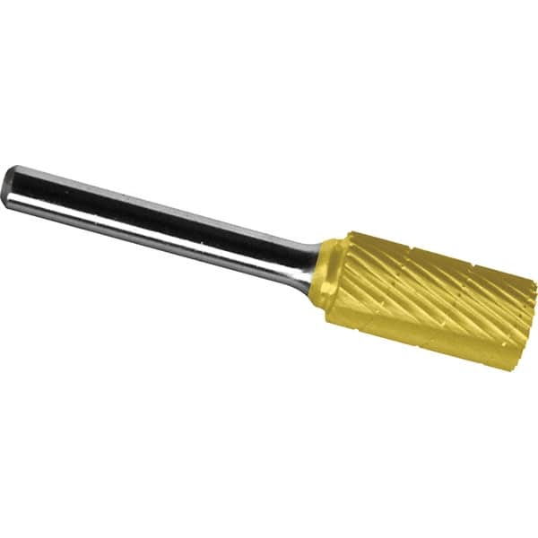 Made in USA - 1" Cut Diam, 3/8" Shank Diam, Cylinder Head Chipbreaker Cut Burr - Carbide, 1" LOC, 2-3/4" OAL - Benchmark Tooling