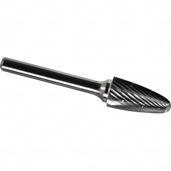 Made in USA - 1-1/4" Cut Diam, 3/8" Shank Diam, Tree with Radius Head Chipbreaker Cut Burr - Carbide, 2" LOC, 3-3/4" OAL - Benchmark Tooling