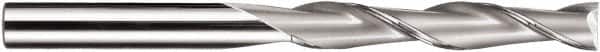SGS - 1/8", 1" LOC, 1/8" Shank Diam, 3" OAL, 2 Flute, Solid Carbide Square End Mill - Single End, TiN Finish, Spiral Flute, 30° Helix, Centercutting, Right Hand Cut, Right Hand Flute, Series 3EL - Benchmark Tooling