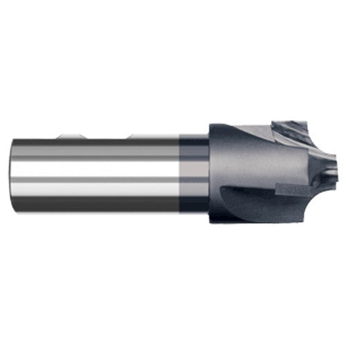 0.3120″ (5/16″) Radius × 0.4060″ (13/32″) Pilot Diameter Carbide Tipped 5° Flare Corner Rounding End Mill, 3 Flutes, AlTiN Coated - Exact Industrial Supply