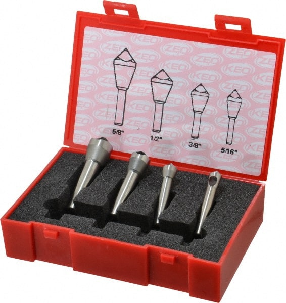 Keo - 4 Piece, 5/16 to 5/8" Head Diam, 100° Included Angle, Single End Countersink Set - Benchmark Tooling