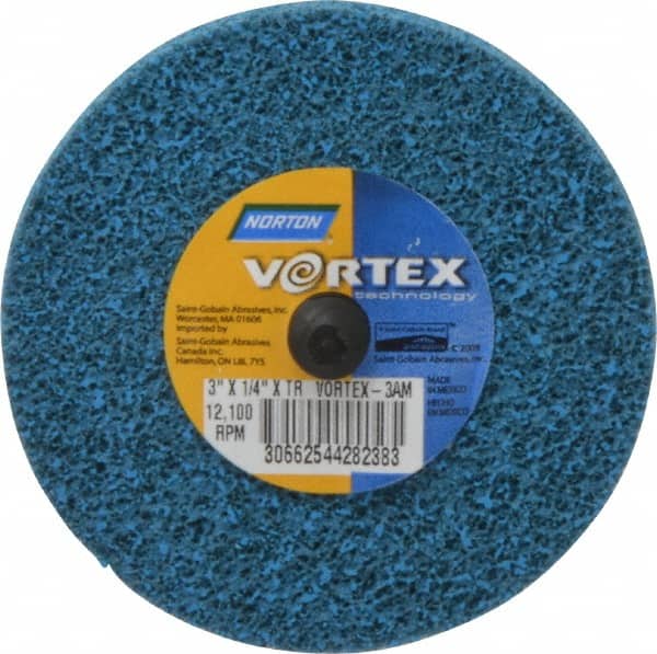 Norton - 3" Medium Grade Aluminum Oxide Deburring Disc - Quick Change Connection - Benchmark Tooling