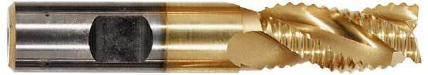 Niagara Cutter - 5/8" Diam, Coarse Pitch, 1-1/4" LOC, 3 Flute Cobalt Roughing Square End Mill - Uncoated, 3-1/2" OAL, 5/8" Shank Diam, Single End, Centercutting, 36° Helix - Benchmark Tooling