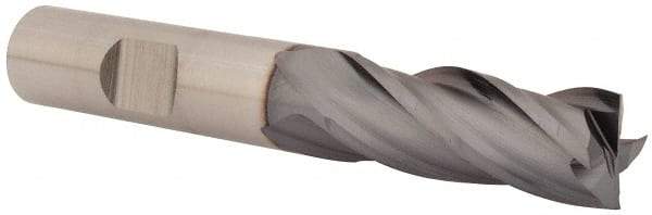 Niagara Cutter - 1/2", 1-1/4" LOC, 1/2" Shank Diam, 3-1/4" OAL, 4 Flute, Cobalt Square End Mill - Single End, TiCN Finish, Spiral Flute, 30° Helix, Centercutting, Right Hand Cut, Right Hand Flute, Series SPC408 - Benchmark Tooling