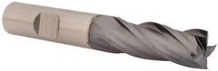 Niagara Cutter - 1/2", 1-1/4" LOC, 1/2" Shank Diam, 3-1/4" OAL, 4 Flute, Cobalt Square End Mill - Single End, TiCN Finish, Spiral Flute, 30° Helix, Centercutting, Right Hand Cut, Right Hand Flute, Series SPC408 - Benchmark Tooling