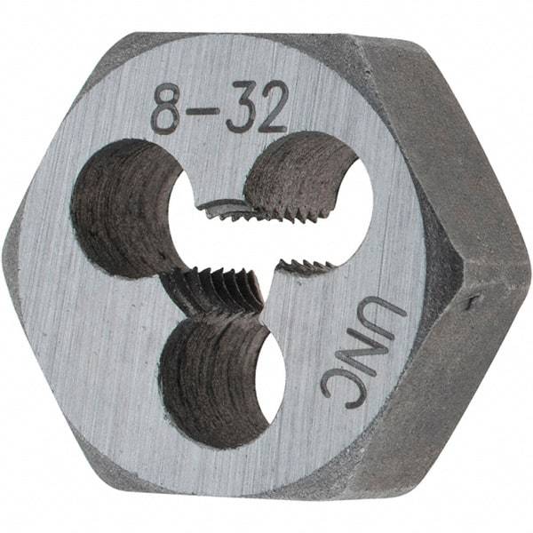 Import - Hex Rethreading Dies Thread Size: #8-32 Hex Size (Inch): 19/32 - Exact Industrial Supply