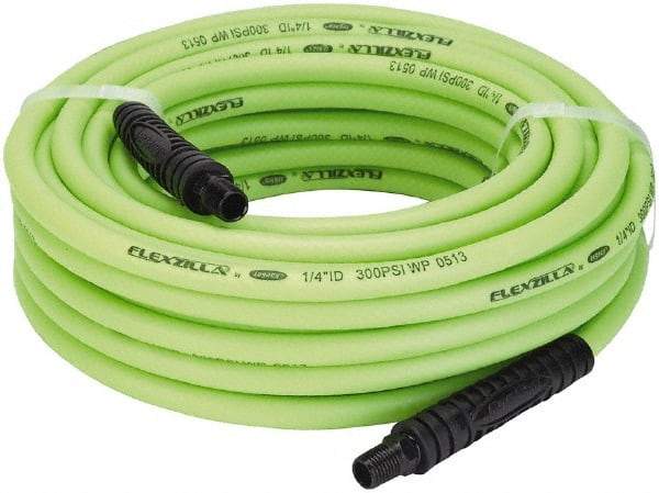 Legacy - 1/4" ID x 0.46" OD 50' Long Multipurpose Air Hose - MNPT x MNPT Ends, 300 Working psi, 140°, 1/4" Fitting, Green - Benchmark Tooling