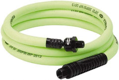 Legacy - 3/8" ID x 0.61" OD 6' Long Lead-In Whip Hose - FNPT x MNPT Ball Swivel Ends, 300 Working psi, 140°, 1/4" Fitting, Green - Benchmark Tooling