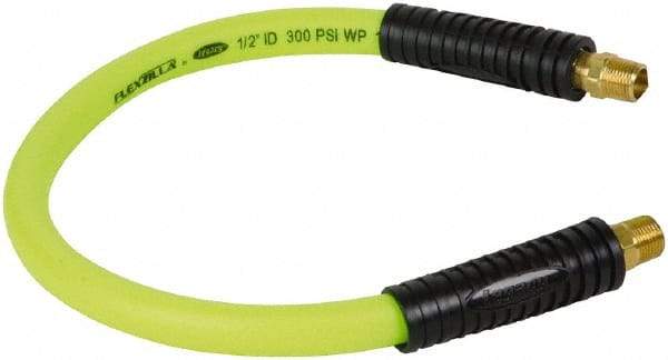 Legacy - 1/2" ID x 0.74" OD 2' Long Lead-In Whip Hose - MNPT Fixed x MNPT Swivel End, 300 Working psi, 140°, 3/8" Fitting, Green - Benchmark Tooling