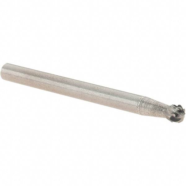 Value Collection - 1/8" Cut Diam, 1/8" Shank Diam, Ball Head Burr - Carbide, 3/32" LOC, 1-1/2" OAL - Benchmark Tooling