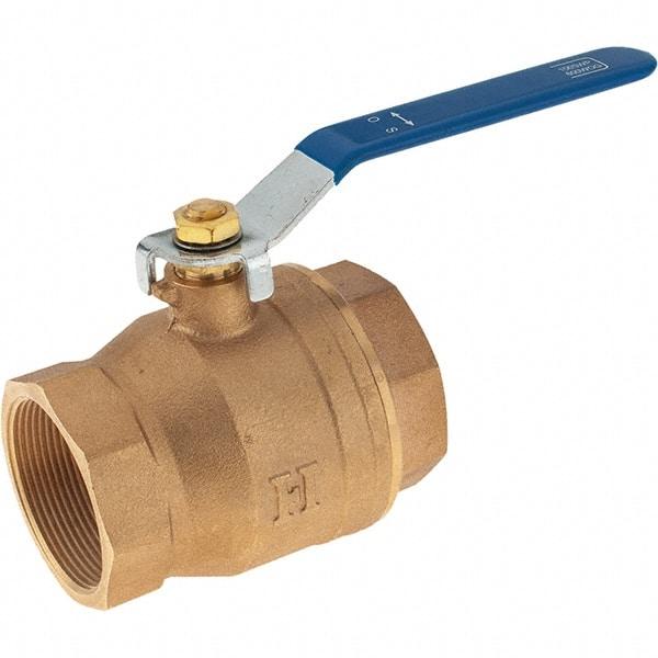 Value Collection - 2" Pipe, Bronze Full Port Ball Valve - 2 Piece, NPT Ends, Lever Handle, 600 WOG, 150 WSP - Benchmark Tooling
