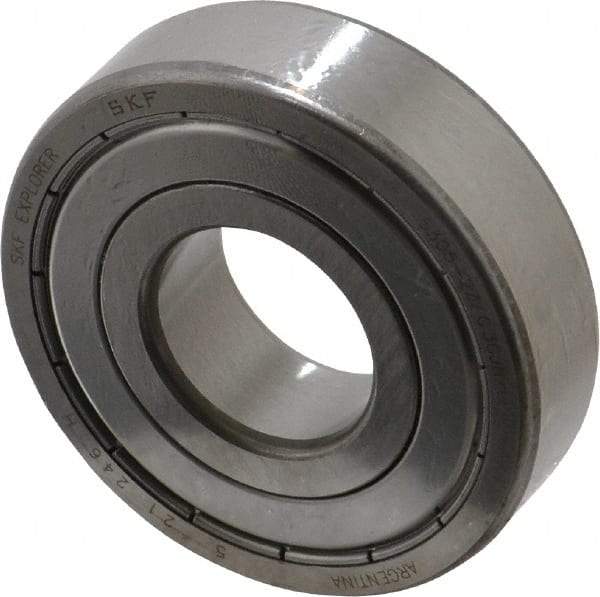 SKF - 25mm Bore Diam, 62mm OD, Double Shield Deep Groove Radial Ball Bearing - 17mm Wide, 1 Row, Round Bore, 11,600 Nm Static Capacity, 23,400 Nm Dynamic Capacity - Benchmark Tooling