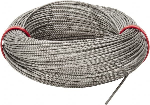 Value Collection - 1/16" Diam, Aircraft Cable - 480 Lb Breaking Strength, 7 x 7 Strand Core - Benchmark Tooling