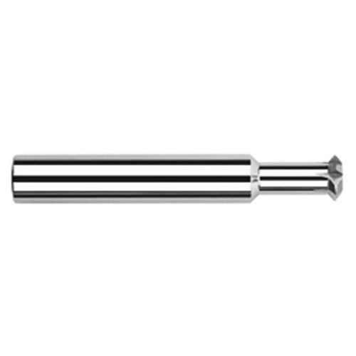 Double Angle Shank Cutters - 0.5000″ (1/2″) Cutter Diameter × 0.0150″ (1/64″) Radius × 0.2000″ Width × 1.0000″ (1″) Neck Length Carbide Double Angle Shank Cutter, 6 Flutes - Exact Industrial Supply