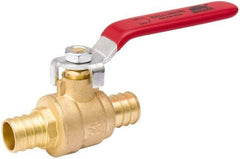 Value Collection - 1/2" Pipe, Full Port, Brass Standard Ball Valve - Inline - Two Way Flow, Pex Ends, Lever Handle, 600 WOG, 150 WSP - Benchmark Tooling