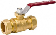 Value Collection - 3/4" Pipe, Full Port, Brass Standard Ball Valve - Inline - Two Way Flow, Comp Ends, Lever Handle, 200 WOG, 150 WSP - Benchmark Tooling